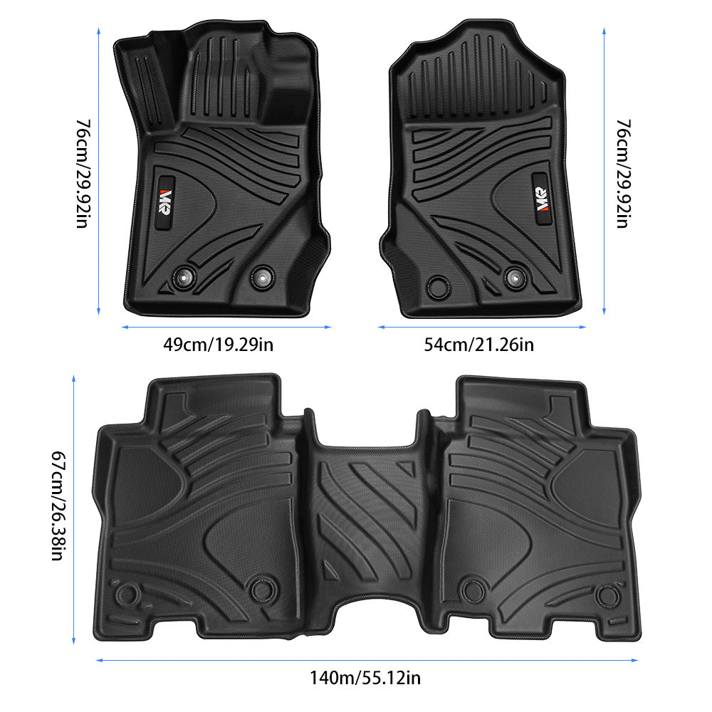Car Floor Mats For 2021-2023 Ford Bronco 3D TPE All-Weather Full Set Interior