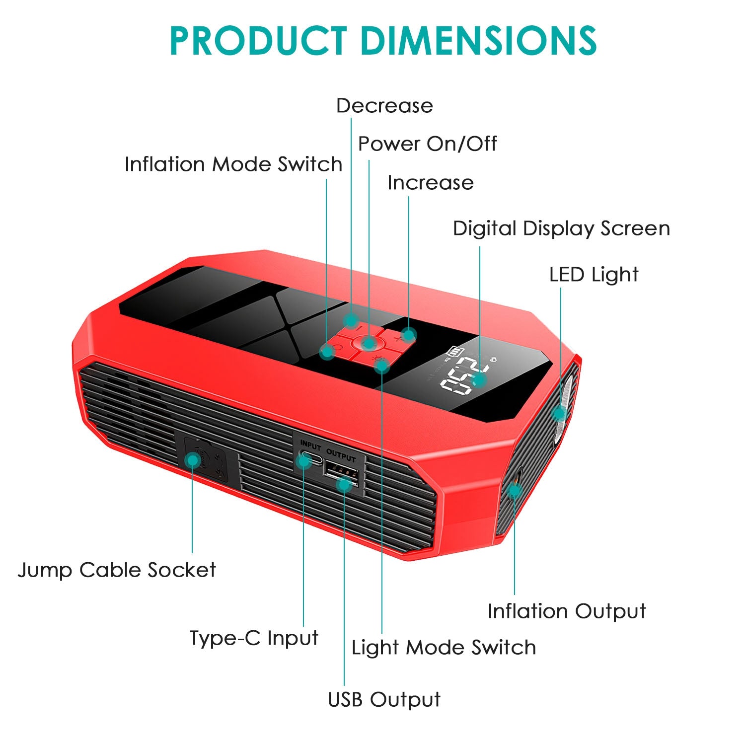 1Pc Portable Car Jump Starter, And more