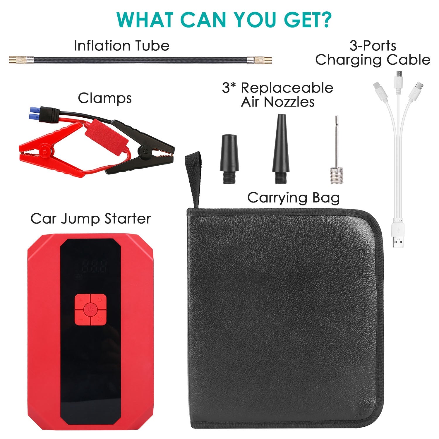 1Pc Portable Car Jump Starter, And more
