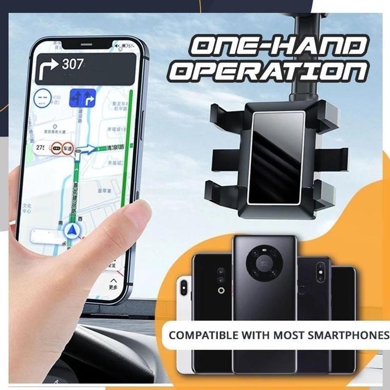 Phone Holder For Car Rotatable And Retractable, Multifunctional 360 View