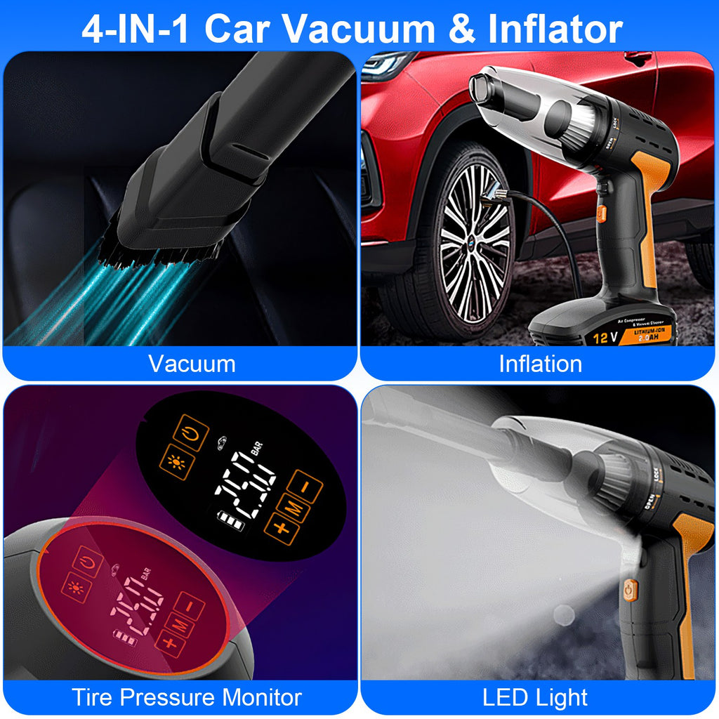 1Pc 4 In 1 Rechargeable Cordless Car Vacuum Cleaner, And more